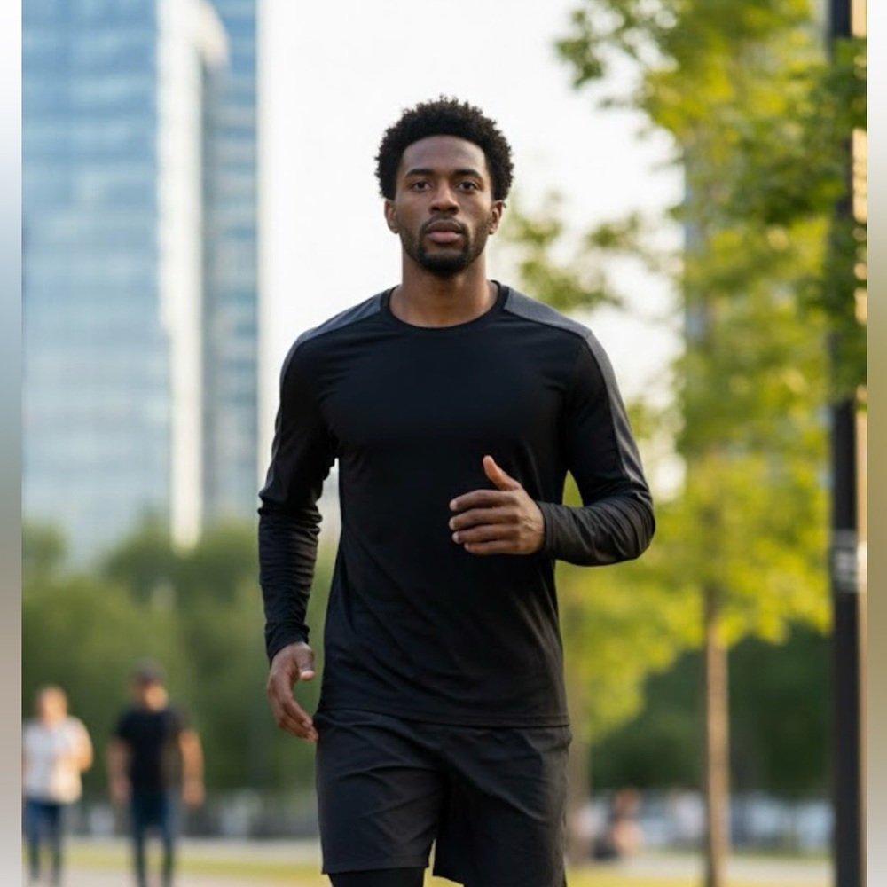 Mondetta Black and Gray Long Sleeve Reflective Athletic Shirt